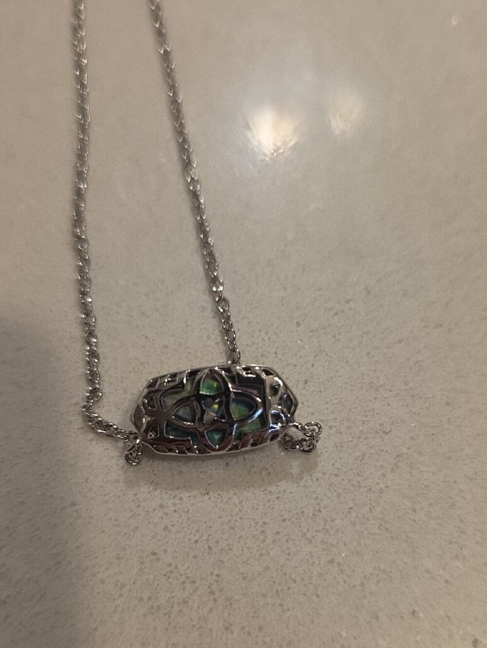 Kendra Scott Iridescent Elise Necklace - Silver with Multicolor Sheen - Picture 10 of 10